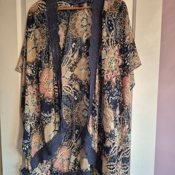 Semi-Sheer Cover Up with Lace Edging - Picture 1 of 6